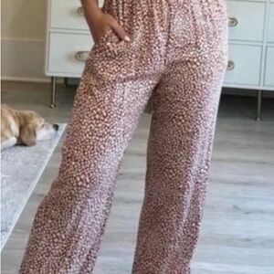 Pink Lily Women's Printed Jumpsuit- Brown and White